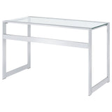 Hartford 47-inch Glass Top Writing Desk Chrome - Tampa Furniture Outlet