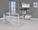 Hartford 47-inch Glass Top Writing Desk Chrome - Tampa Furniture Outlet