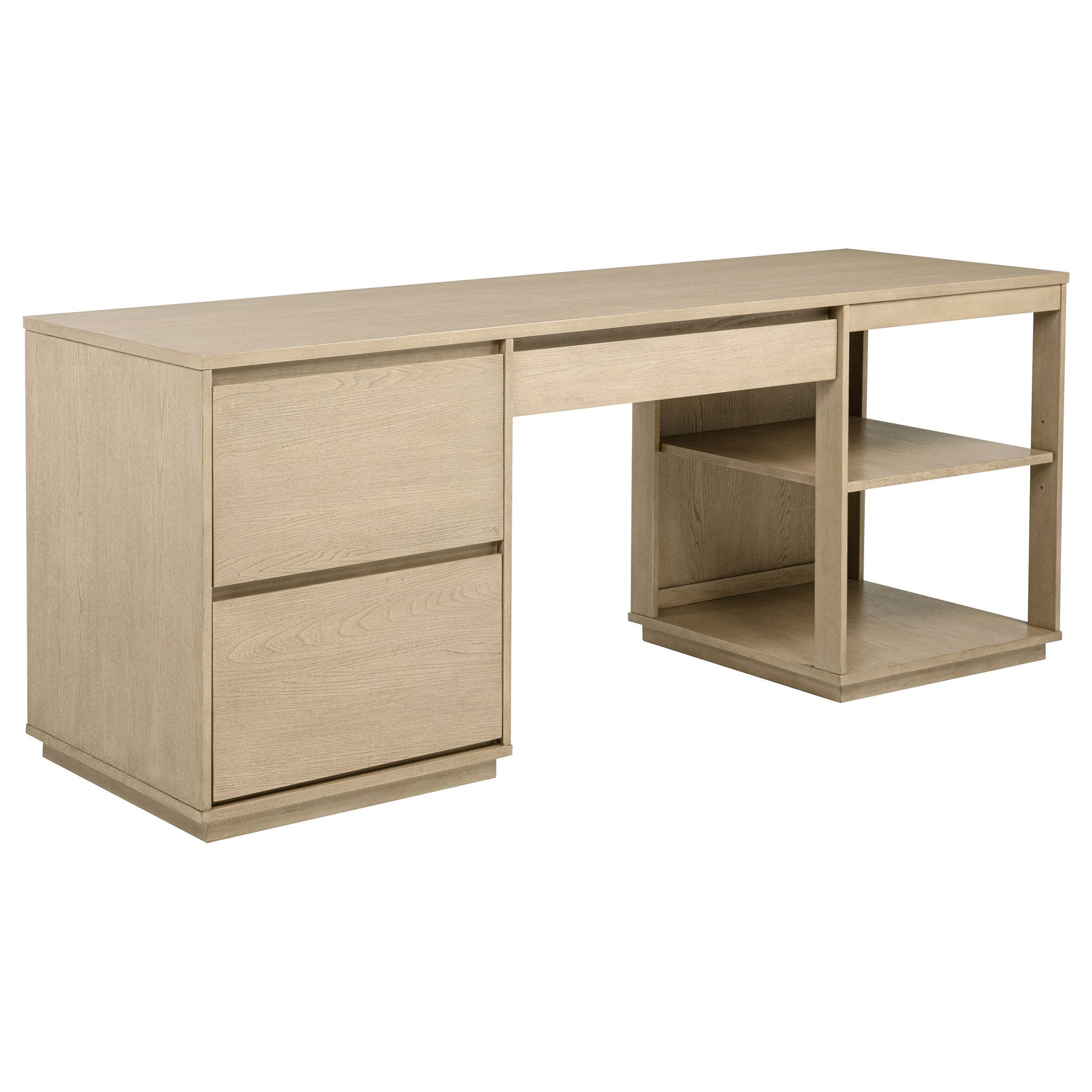 Tampa Furniture Outlet - Coaster - Harkes 75-inch 3-drawer Computer Desk with Adjustable Shelf Light Elm - 800797