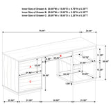 Harkes 75-inch 3-drawer Computer Desk with Adjustable Shelf Coffee Bean