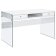 Tampa Furniture Outlet - Coaster - Dobrev 48-inch 2-drawer Writing Desk White High Gloss - 800829