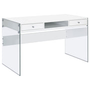 Tampa Furniture Outlet - Coaster - Dobrev 48-inch 2-drawer Writing Desk White High Gloss - 800829