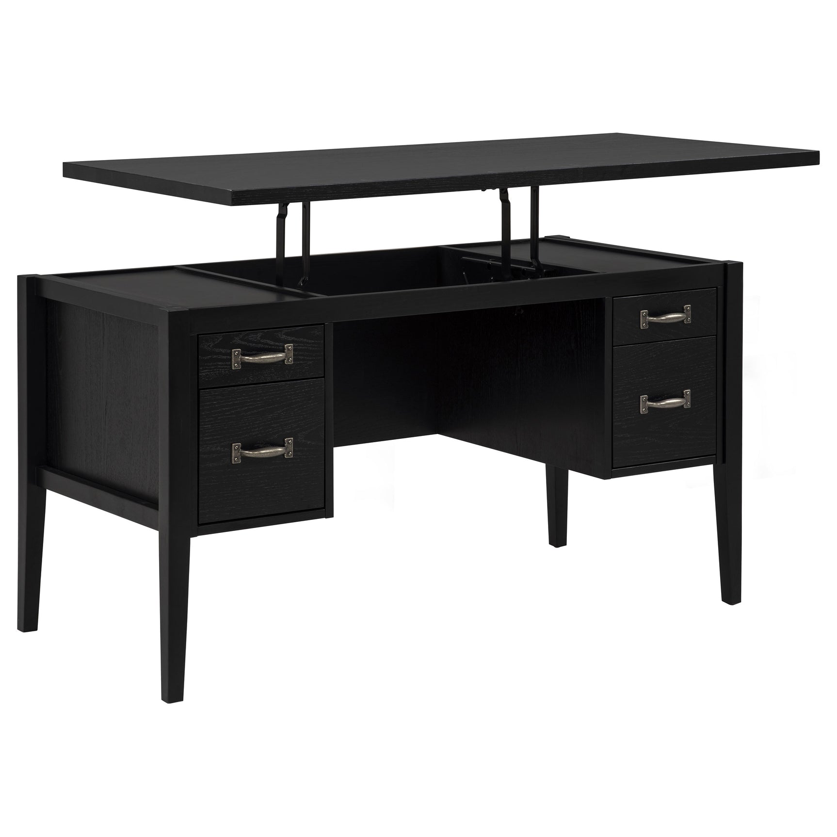 Tampa Furniture Outlet - Coaster - Graham 54-inch 4-drawer Double Pedestal Lift Top Computer Desk Black - 800866