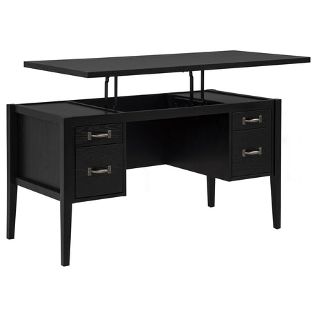 Tampa Furniture Outlet - Coaster - Graham 54-inch 4-drawer Double Pedestal Lift Top Computer Desk Black - 800866