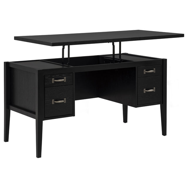 Tampa Furniture Outlet - Coaster - Graham 54-inch 4-drawer Double Pedestal Lift Top Computer Desk Black - 800866