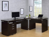 Tampa Furniture Outlet - Coaster - Skylar L-Shape Desk with Mobile File Cabinet Cappuccino - 800891-S4