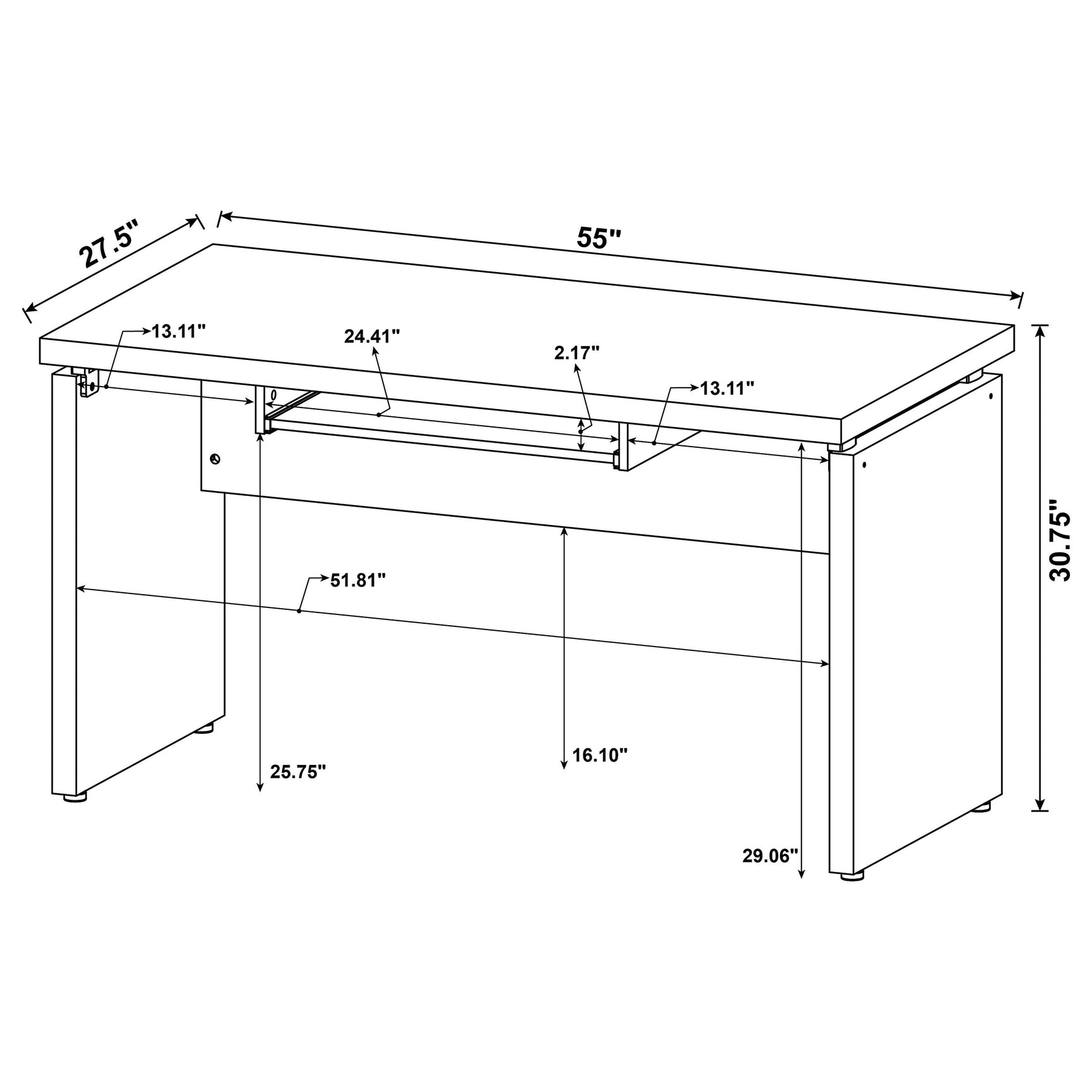 Skylar 55-inch Computer Desk with Keyboard Drawer Cappuccino - Tampa Furniture Outlet