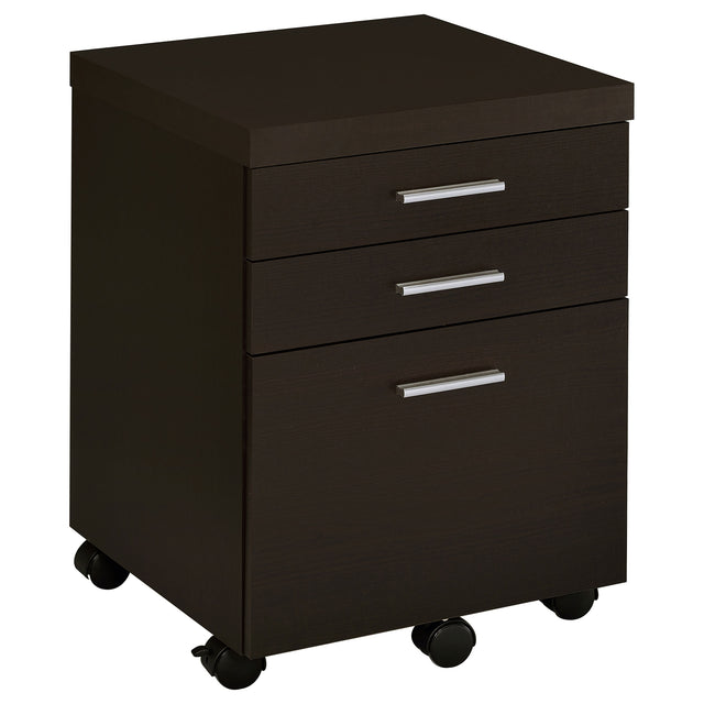 Tampa Furniture Outlet - Coaster - Skylar 3-drawer Home Office Mobile File Cabinet Cappuccino - 800894