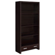 Tampa Furniture Outlet - Coaster - Skylar 71-inch 5-shelf Bookcase with Drawer Cappuccino - 800905