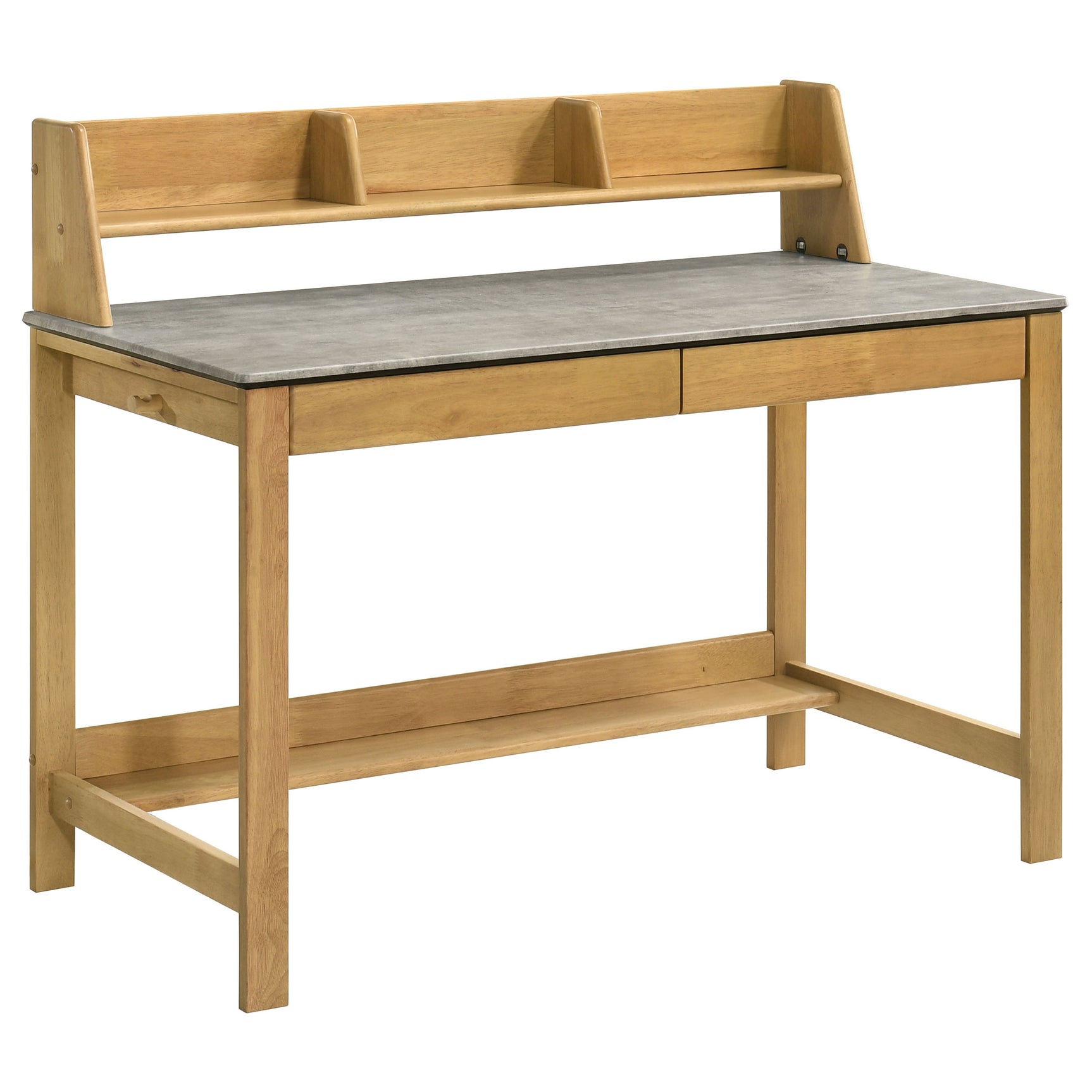 Tampa Furniture Outlet - Coaster - Besler 47-inch SmartTop Writing Desk with Shelf Cement and Natural - 801075