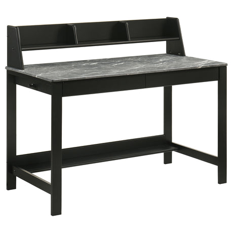 Tampa Furniture Outlet - Coaster - Besler 47-inch SmartTop Writing Desk with Shelf Grey Stone and Black - 801076