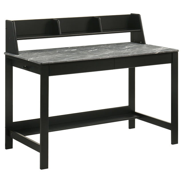 Tampa Furniture Outlet - Coaster - Besler 47-inch SmartTop Writing Desk with Shelf Grey Stone and Black - 801076