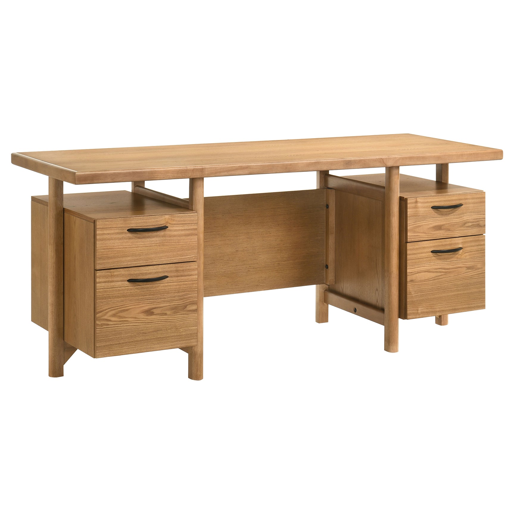 Tampa Furniture Outlet - Coaster - Roldan 69-inch 4-drawer Computer Desk with File Drawer Light Ash - 801115
