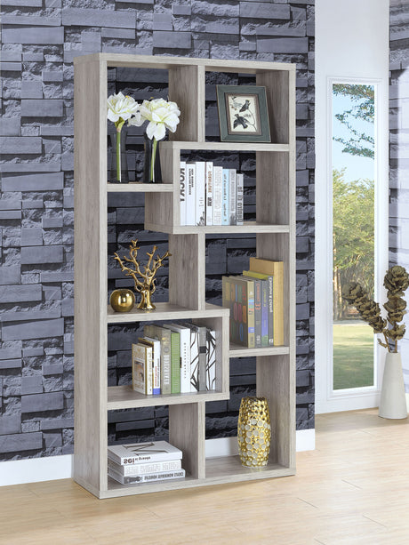 Theo 71-inch 6-shelf Bookshelf Grey Driftwood - Tampa Furniture Outlet