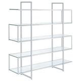 Tampa Furniture Outlet - Coaster - Elmer 63-inch 5-shelf Bookshelf Clear and Chrome - 801304