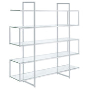 Tampa Furniture Outlet - Coaster - Elmer 63-inch 5-shelf Bookshelf Clear and Chrome - 801304