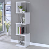 Baxter 67-inch 4-shelf Bookshelf White and Chrome - Tampa Furniture Outlet