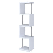 Tampa Furniture Outlet - Coaster - Baxter 67-inch 4-shelf Bookshelf White and Chrome - 801418