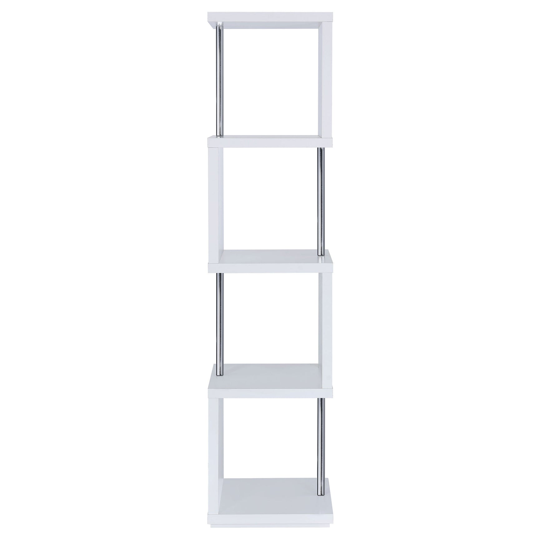 Baxter 67-inch 4-shelf Bookshelf White and Chrome - Tampa Furniture Outlet