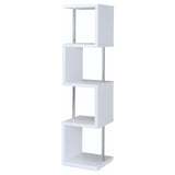 Baxter 67-inch 4-shelf Bookshelf White and Chrome - Tampa Furniture Outlet