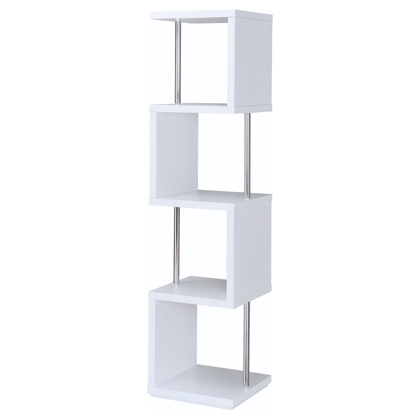 Baxter 67-inch 4-shelf Bookshelf White and Chrome - Tampa Furniture Outlet