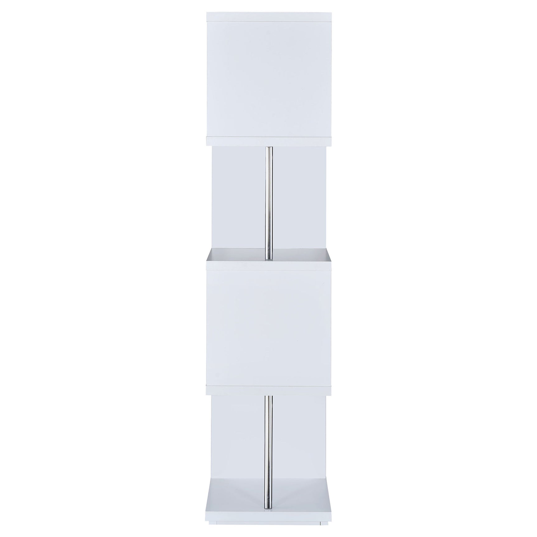 Baxter 67-inch 4-shelf Bookshelf White and Chrome - Tampa Furniture Outlet