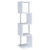 Baxter 67-inch 4-shelf Bookshelf White and Chrome - Tampa Furniture Outlet