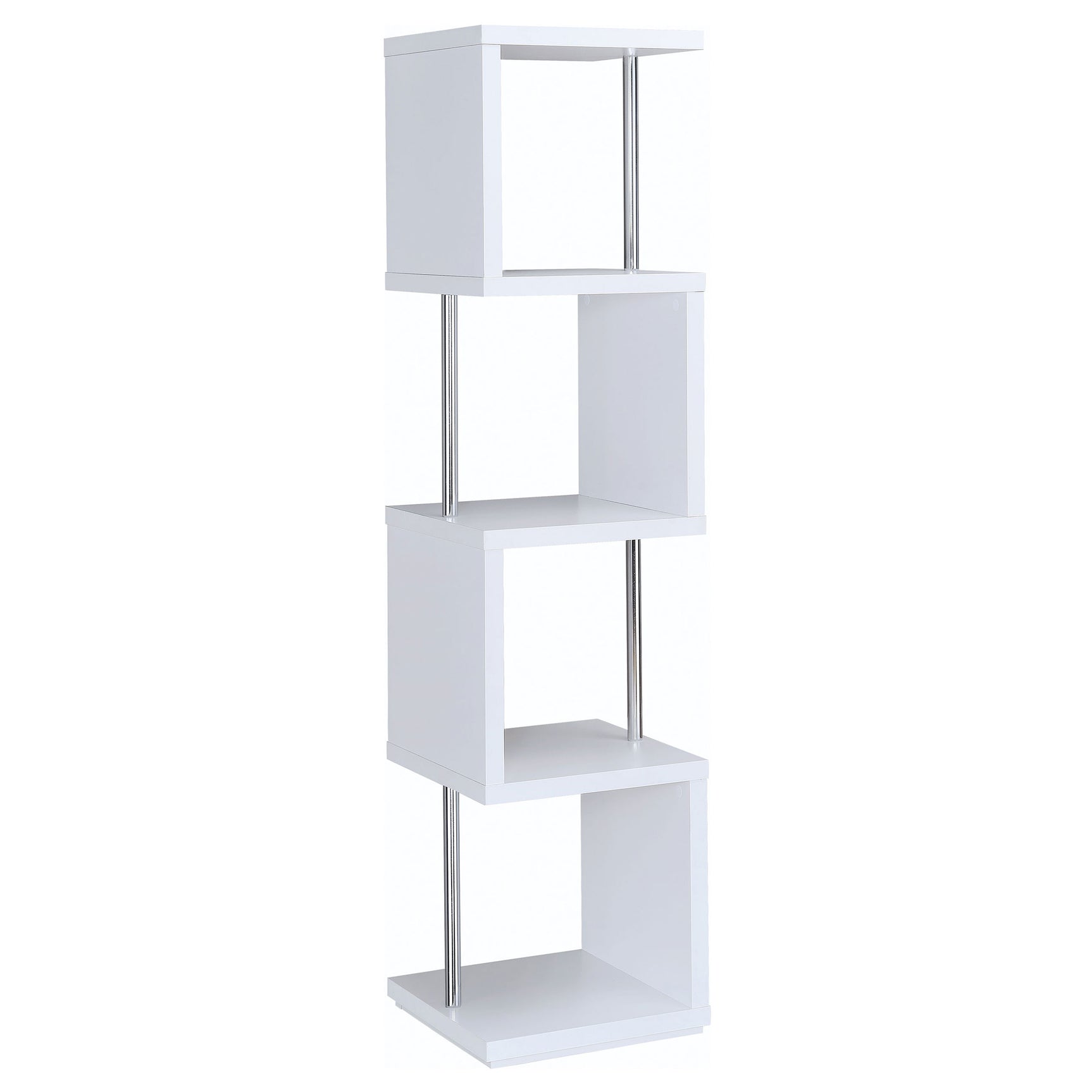 Baxter 67-inch 4-shelf Bookshelf White and Chrome - Tampa Furniture Outlet