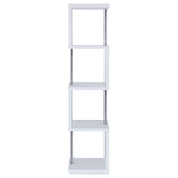 Baxter 67-inch 4-shelf Bookshelf White and Chrome - Tampa Furniture Outlet