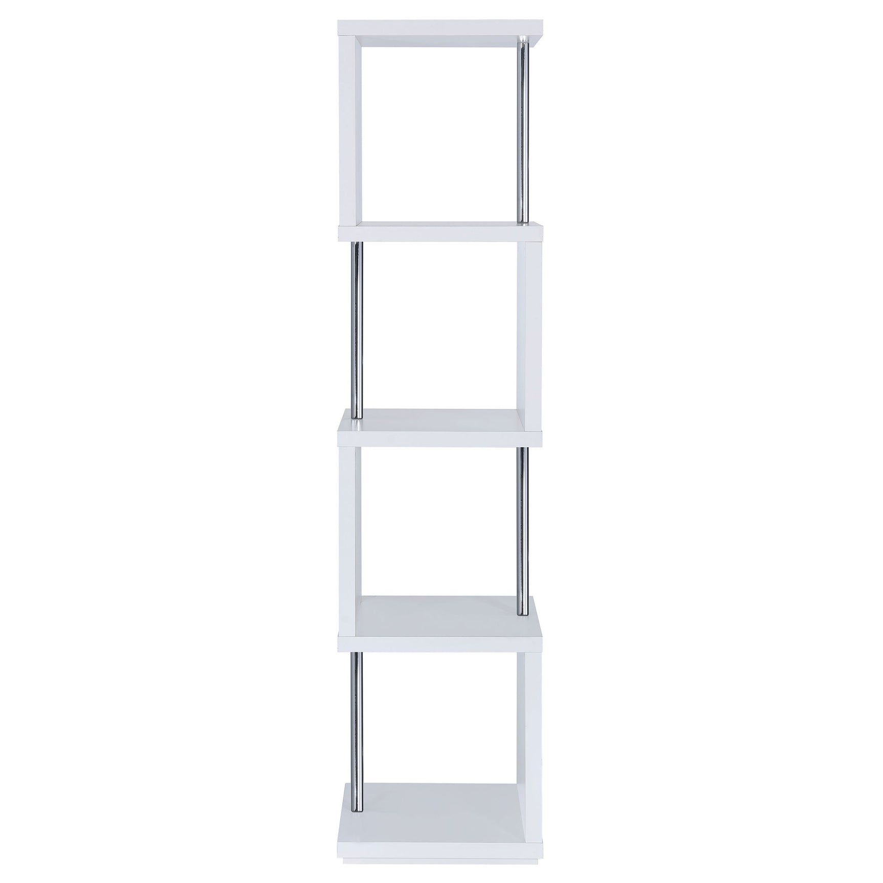 Baxter 67-inch 4-shelf Bookshelf White and Chrome - Tampa Furniture Outlet