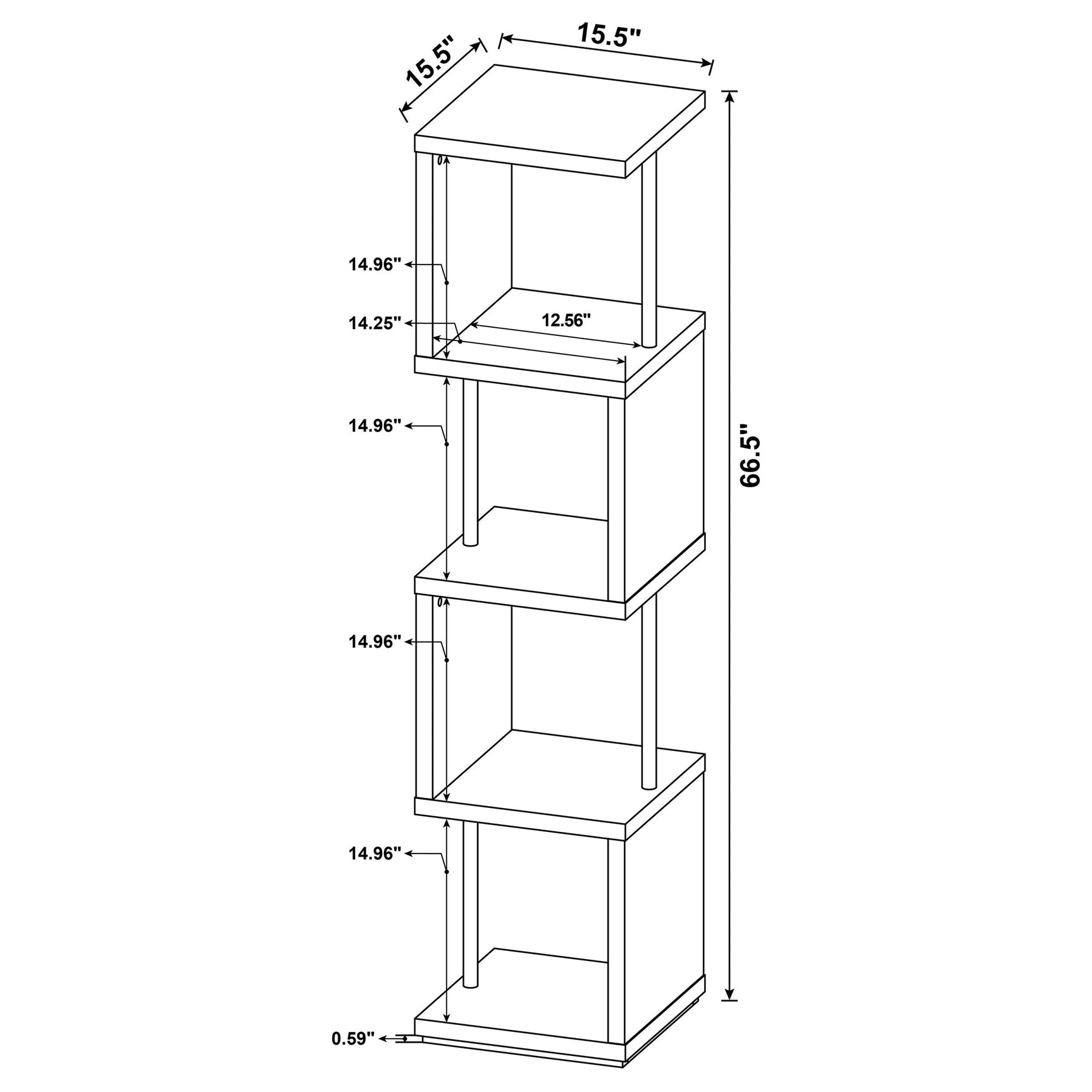 Baxter 67-inch 4-shelf Bookshelf White and Chrome - Tampa Furniture Outlet