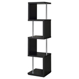 Tampa Furniture Outlet - Coaster - Baxter 67-inch 4-shelf Bookshelf Black and Chrome - 801419
