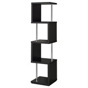 Tampa Furniture Outlet - Coaster - Baxter 67-inch 4-shelf Bookshelf Black and Chrome - 801419