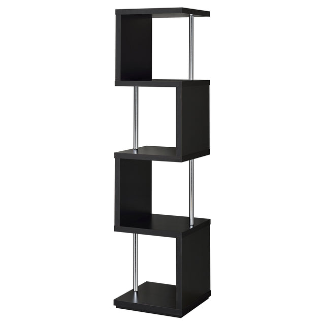 Tampa Furniture Outlet - Coaster - Baxter 67-inch 4-shelf Bookshelf Black and Chrome - 801419