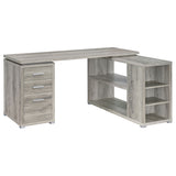 Tampa Furniture Outlet - Coaster - Yvette 60-inch 3-drawer L-Shape Computer Desk Grey Driftwood - 801516