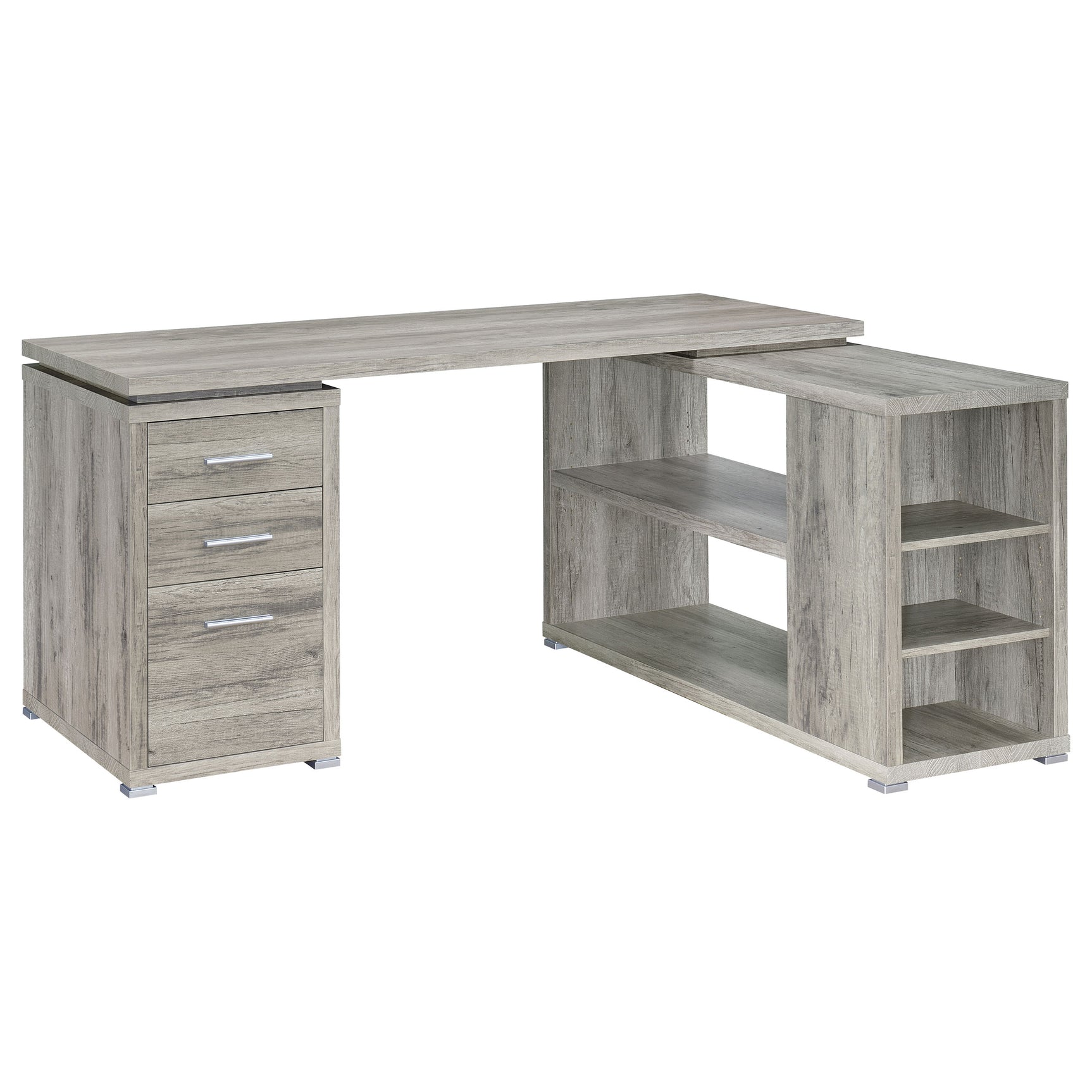 Tampa Furniture Outlet - Coaster - Yvette 60-inch 3-drawer L-Shape Computer Desk Grey Driftwood - 801516