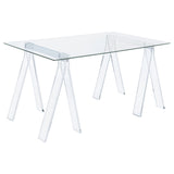 Tampa Furniture Outlet - Coaster - Amaturo 59-inch Glass Top Acrylic Writing Desk Clear - 801535