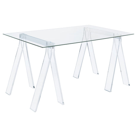 Tampa Furniture Outlet - Coaster - Amaturo 59-inch Glass Top Acrylic Writing Desk Clear - 801535