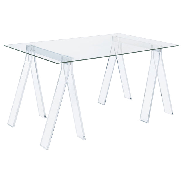 Tampa Furniture Outlet - Coaster - Amaturo 59-inch Glass Top Acrylic Writing Desk Clear - 801535