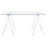 Amaturo 59-inch Glass Top Acrylic Writing Desk Clear