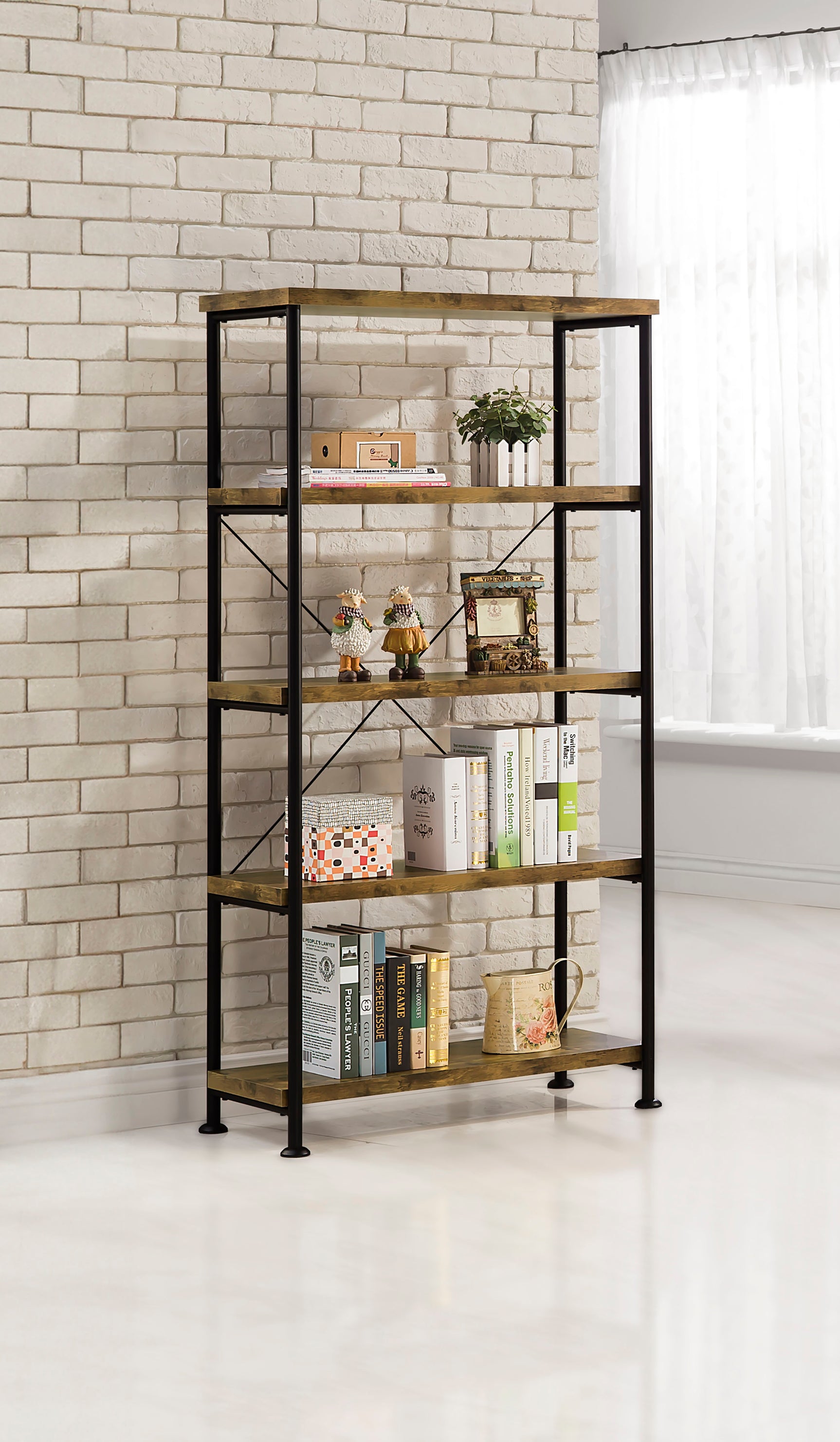 Analiese 63-inch 4-shelf Bookshelf Rustic Nutmeg - Tampa Furniture Outlet