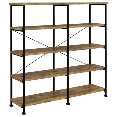 Tampa Furniture Outlet - Coaster - Analiese 63-inch 4-shelf Double Bookshelf Rustic Nutmeg - 801543