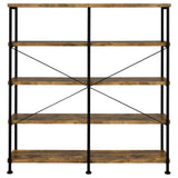 Analiese 63-inch 4-shelf Double Bookshelf Rustic Nutmeg