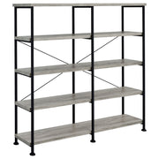 Tampa Furniture Outlet - Coaster - Analiese 63-inch 4-shelf Double Bookshelf Grey Driftwood - 801544