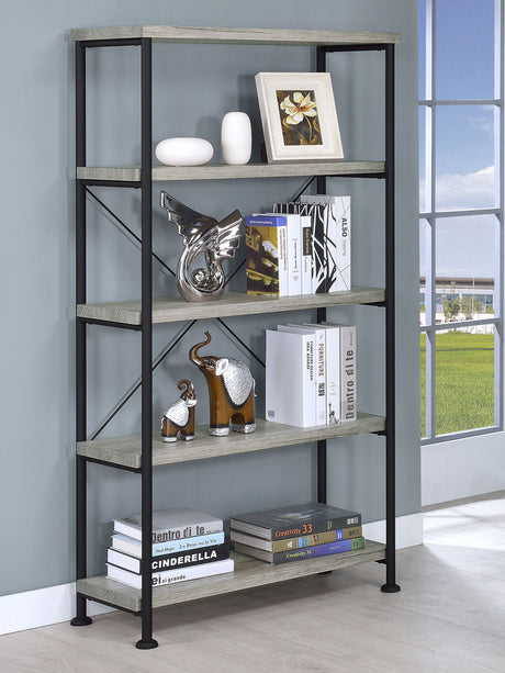 Analiese 63-inch 4-shelf Bookshelf Grey Driftwood - Tampa Furniture Outlet