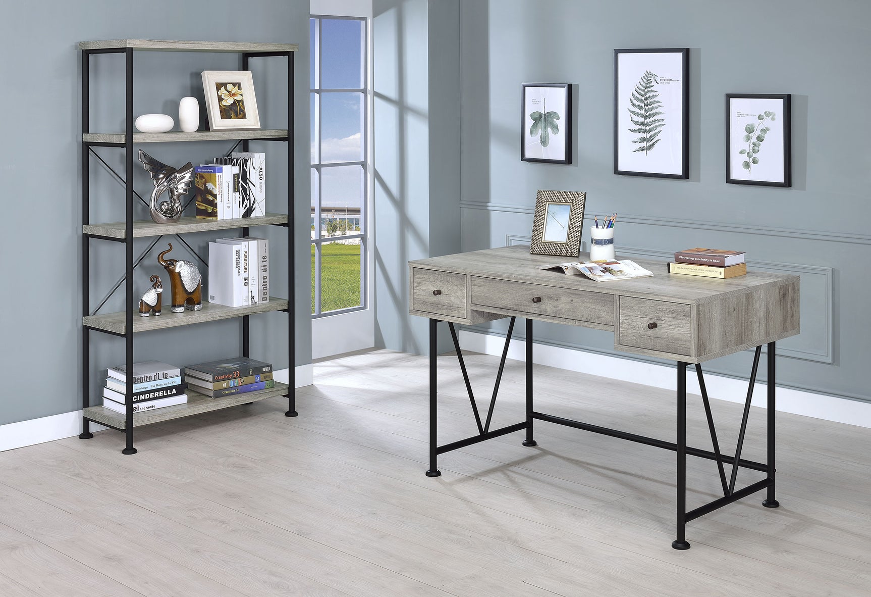 Analiese 63-inch 4-shelf Bookshelf Grey Driftwood - Tampa Furniture Outlet