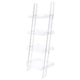 Tampa Furniture Outlet - Coaster - Amaturo 72-inch 4-shelf Acrylic Ladder Bookshelf Clear - 801553