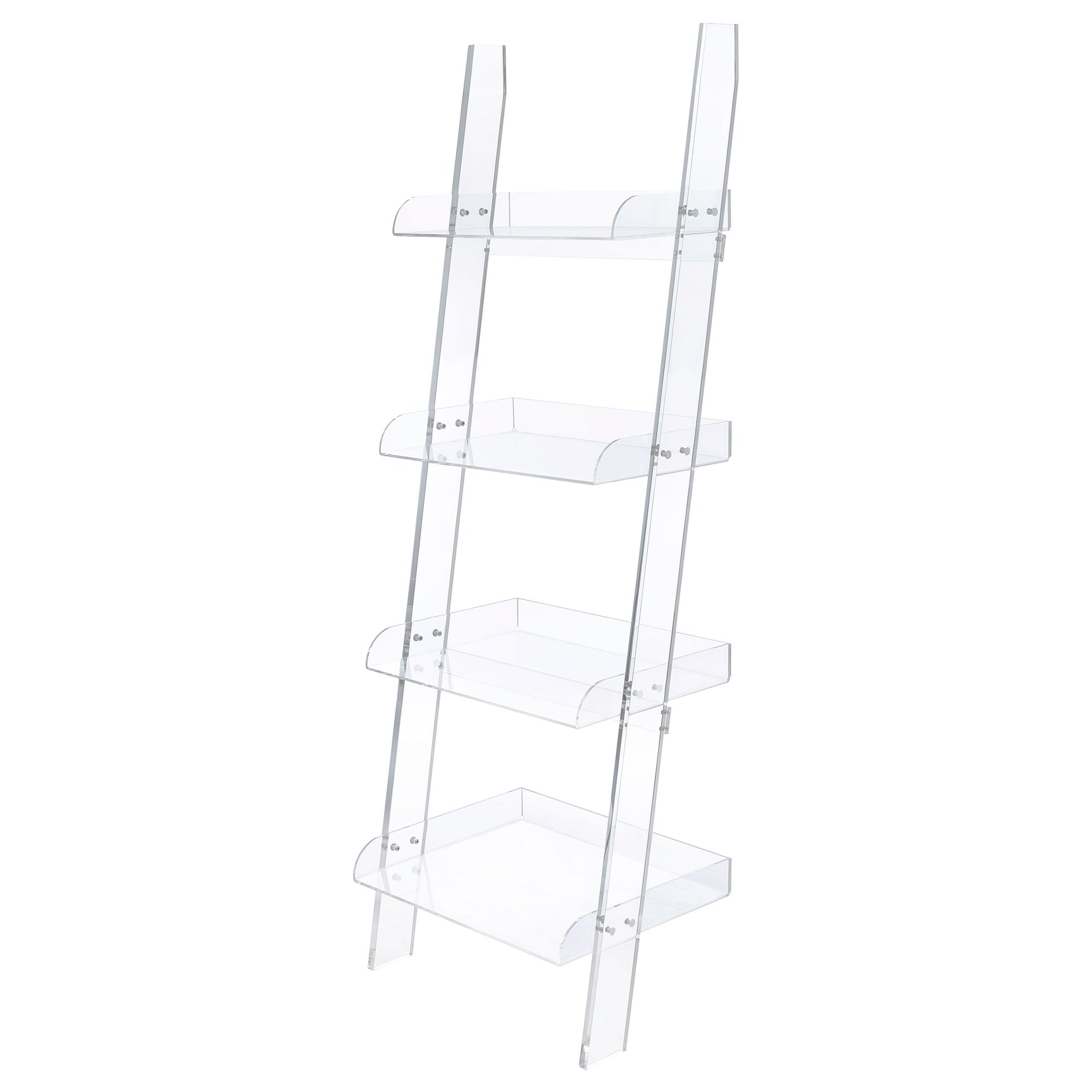 Tampa Furniture Outlet - Coaster - Amaturo 72-inch 4-shelf Acrylic Ladder Bookshelf Clear - 801553