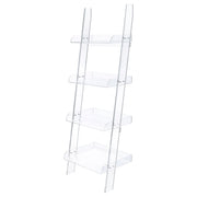 Tampa Furniture Outlet - Coaster - Amaturo 72-inch 4-shelf Acrylic Ladder Bookshelf Clear - 801553