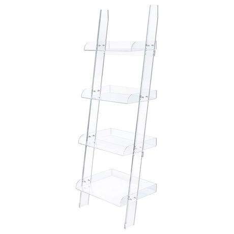 Tampa Furniture Outlet - Coaster - Amaturo 72-inch 4-shelf Acrylic Ladder Bookshelf Clear - 801553